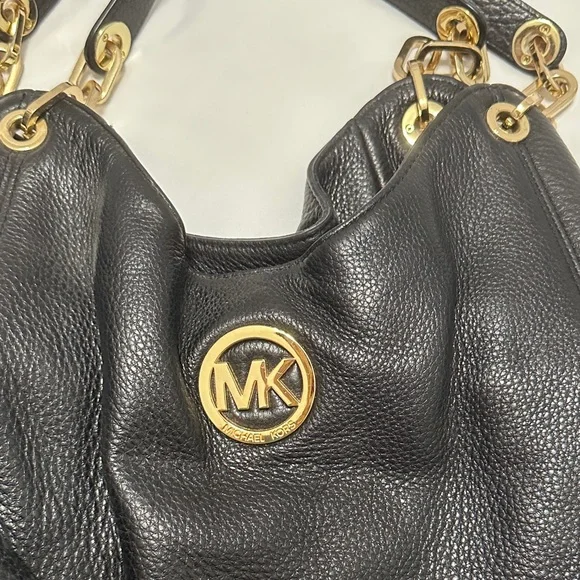Michael Kors Black Hobo Bag with Gold Accents - Picture 2 of 8